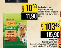 Jip Purina Friskies kapsička pro psy kuřecí+mrkev ve šťávě jehněčí+mrkev ve šťávě 85 g nabídka