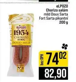 Jip eLPOZO Chorizo salám mild Doux Sarta Fort Sarta pikantní nabídka