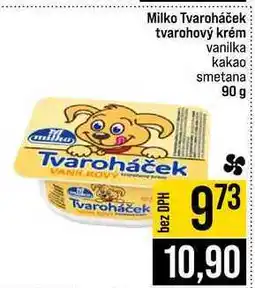 Jip Milko Tvaroháček tvarohový krém vanilka kakao smetana nabídka