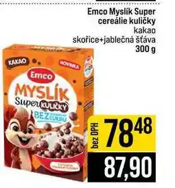 Jip Emco Myslík Super cereálie kuličky kakao skořice+jablečná šťáva 300 g nabídka