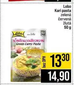 Jip Lobo Kari pasta zelená červená žlutá nabídka