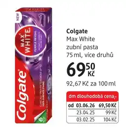 dm drogerie Colgate Max White zubní pasta nabídka