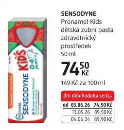dm drogerie Sensodyne Pronamel Kids dětská zubní pasta nabídka