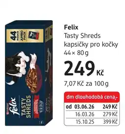 dm drogerie Felix tasty shreds kapsičky pro kočky nabídka
