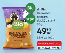 dm drogerie dmBio Halloween popcorn nabídka
