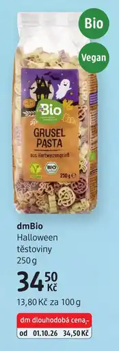 dm drogerie dmBio Halloween těstoviny nabídka