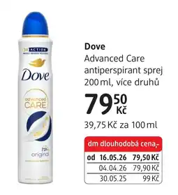 dm drogerie Dove Advanced Care antiperspirant sprej nabídka