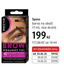 dm drogerie Syoss barva na obočí nabídka