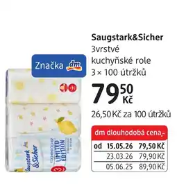 dm drogerie Saugstark&Sicher 3vrstvé kuchyňské role nabídka