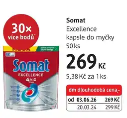 dm drogerie Somat Excellence kapsle do myčky nabídka
