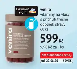 dm drogerie Venira vitamíny na vlasy s příchutí třešně nabídka