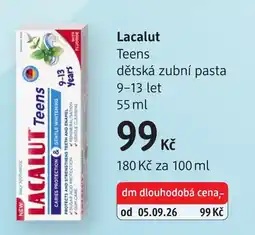 dm drogerie Lacalut teens dětská zubní pasta nabídka