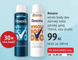 dm drogerie Rexona whole body deo nabídka