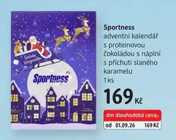 dm drogerie Sportness adventní kalendář s proteinovou čokoládou s náplní s příchutí slaného karamelu nabídka