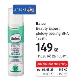 dm drogerie Balea beauty expert pleťový peeling bha nabídka