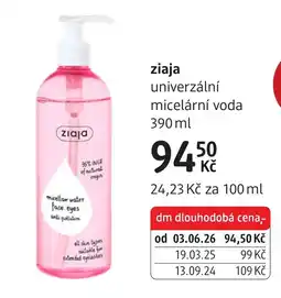 dm drogerie Ziaja univerzální micelární voda nabídka