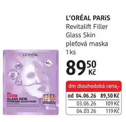 dm drogerie L'Oréal Paris revitalift filler glass skin pleťová maska nabídka