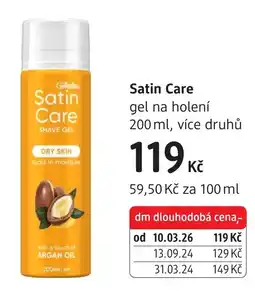 dm drogerie Gillette Satin Care gel na holení nabídka