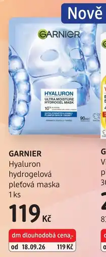 dm drogerie Garnier hyaluron hydrogelová pleťová maska nabídka