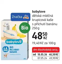 dm drogerie babylove dětská mléčná krupicová kaše s příchutí banánu nabídka