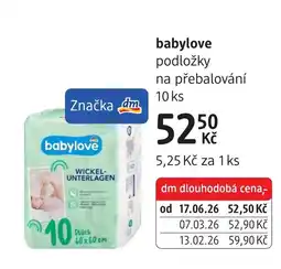 dm drogerie babylove podložky na přebalování nabídka