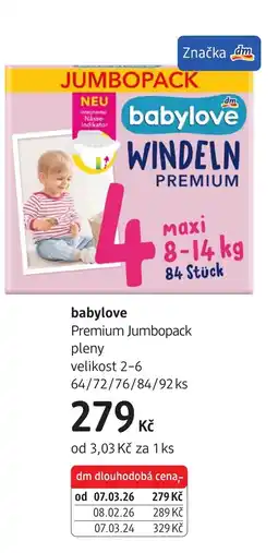dm drogerie babylove premium pleny nabídka