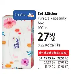 dm drogerie Soft&Sicher 4vrstvé kapesníky nabídka