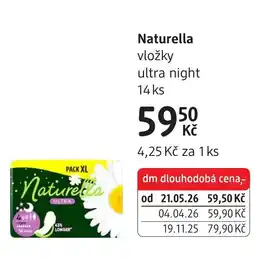 dm drogerie Naturella vložky ultra night nabídka