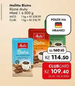 TRAVEL FREE Melitta Bistro Různé druhy Mletá nabídka