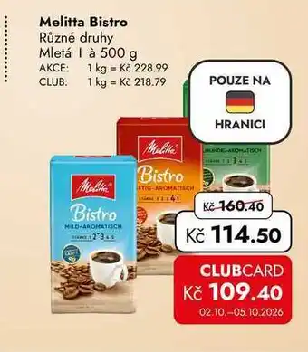 TRAVEL FREE Melitta Bistro Různé druhy Mletá nabídka