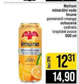 Jip Mattoni minerální voda Imuno pomeranč+mango ochucená cedrata tropické ovoce 500 ml nabídka