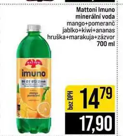 Jip Mattoni Imuno minerální voda mango+pomeranč jablko+kiwi+ananas hruška+marakuja+zázvor 700 ml nabídka