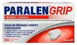 Benu PARALEN GRIP chřipka a bolest 500 mg/25 mg/5 mg, 24 potahovaných tablet nabídka