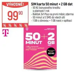 Globus T-Mobile sim karta 50 minut + 2 gb dat nabídka