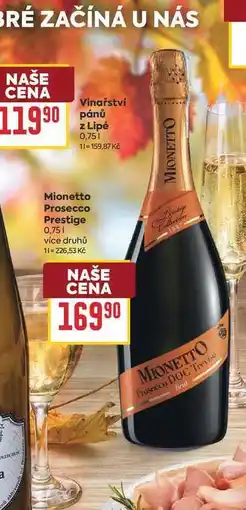 Billa Mionetto Prosecco Prestige nabídka