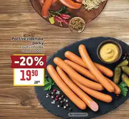Billa Poctivé vídeňské párky z pultu lahůdek cena za nabídka