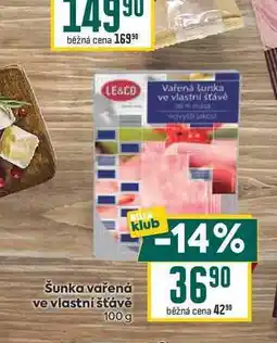 Billa Šunka vařená ve vlastní šťávě nabídka