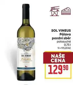 Billa SOL VINEUS Pálava pozdní sběr polosuché nabídka
