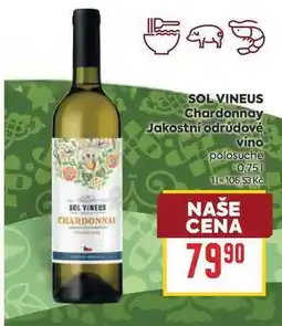 Billa SOL VINEUS Chardonnay Jakostní odrůdové vino polosuché nabídka