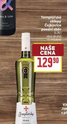 Billa Templářské sklepy Čejkovice pozdní sběr nabídka