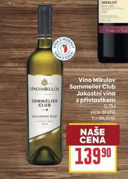 Billa Víno Mikulov Sommelier Club Jakostní vína s přívlastkem nabídka
