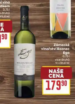 Billa Zámecké vinařství Bzenec Ego nabídka
