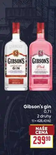 Billa Gibson's gin nabídka