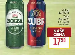 Billa Holba Šerák 11, Zubr Grand 11 0,51, plech nabídka