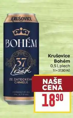 Billa Krušovice Bohém 0,51, plech nabídka