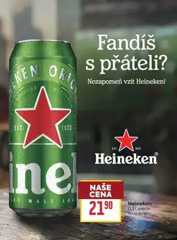 Billa Heineken 0,51, plech nabídka
