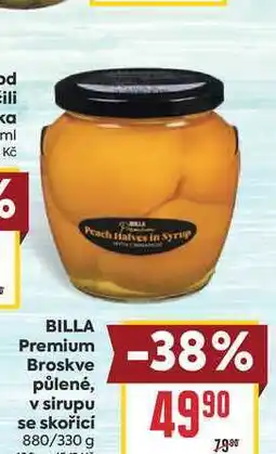 Billa BILLA Premium Broskve půlené, v sirupu se skořicí 880/330 g nabídka