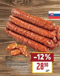 Billa Pikantní klobása, Klobása Gašparik z pultu lahudek cena za nabídka