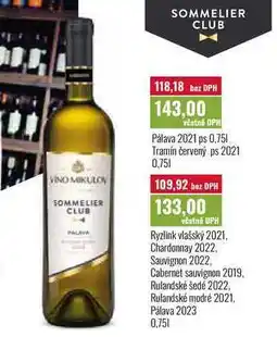 Ratio SOMMELIER CLUB VINO MIKULOV, 0,751 nabídka