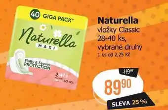 Naturella vložky Classic 28-40 ks, vybrané druhy